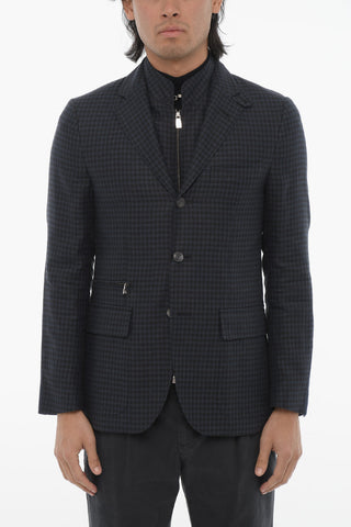 Blazer a Quadri con Chest-Piece Removibile