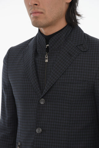 Blazer a Quadri con Chest-Piece Removibile