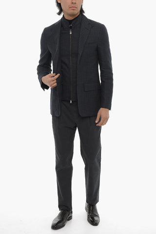 Blazer a Quadri con Chest-Piece Removibile