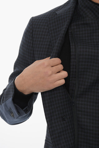 Blazer a Quadri con Chest-Piece Removibile