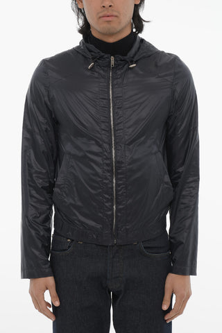 ID Nylon Hooded Windbreaker with Front Zip