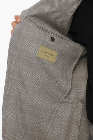 Virgin Wool Unlined District Check 3-Button Jacket with Two Vents