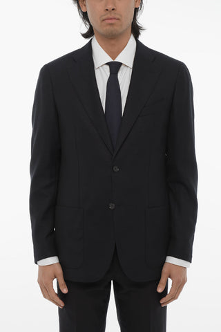 CC COLLECTION Bird's Eye Wool Blazer with Flush Pockets