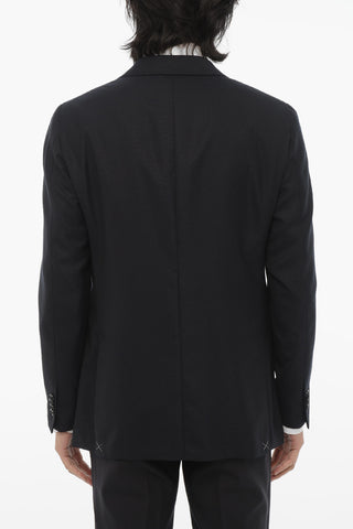 CC COLLECTION Bird's Eye Wool Blazer with Flush Pockets