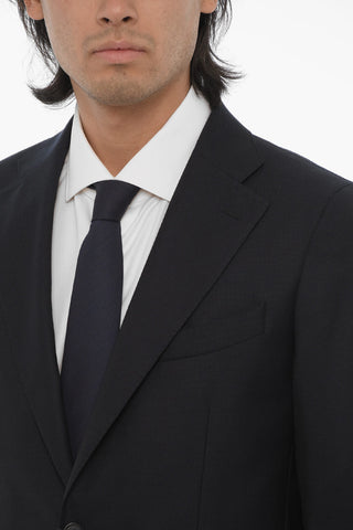 CC COLLECTION Bird's Eye Wool Blazer with Flush Pockets