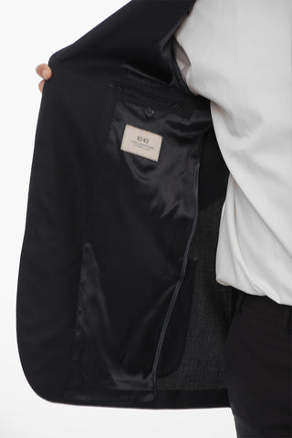 CC COLLECTION Bird's Eye Wool Blazer with Flush Pockets