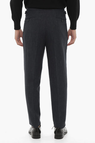 CC COLLECTION Pin Check Linen Blend Pants