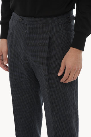 CC COLLECTION Pin Check Linen Blend Pants