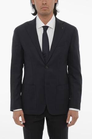 CC COLLECTION Virgin Wool Half-Lined  2-Buttons Blazer with Patch Pockets