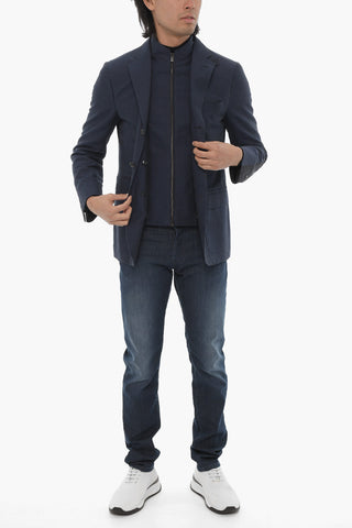 Blazer in Misto Lino con Chest-Piece Removibile