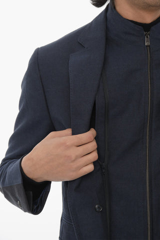 Blazer in Misto Lino con Chest-Piece Removibile