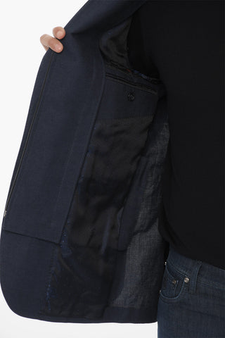 Blazer in Misto Lino con Chest-Piece Removibile
