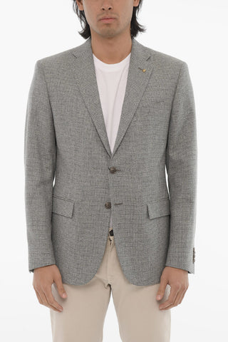 CC COLLECTION Silk and Virgin Wool 2-Button Blazer with Flap Pockets