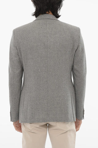 CC COLLECTION Silk and Virgin Wool 2-Button Blazer with Flap Pockets
