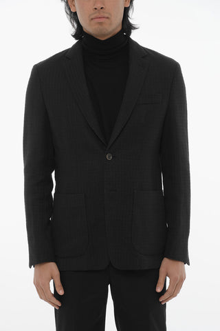 ID Blazer in Tweed di Misto Cotone con Tasche a Toppa