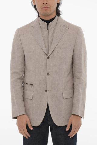 ID Linen Blend Blazer with Removable Chest Piece