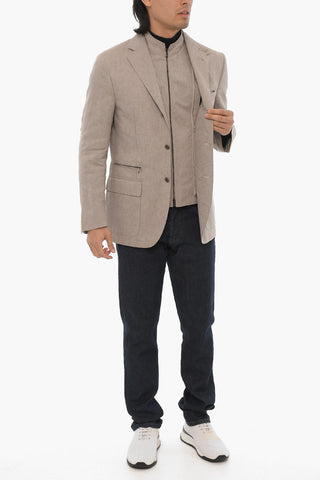 ID Linen Blend Blazer with Removable Chest Piece
