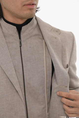 ID Linen Blend Blazer with Removable Chest Piece