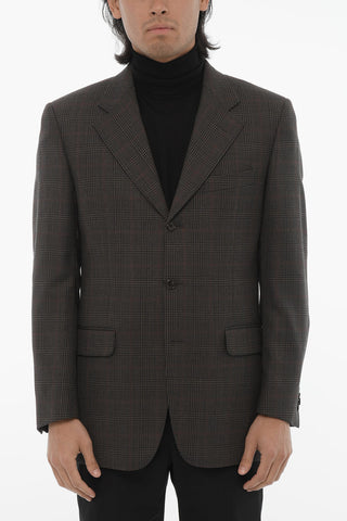 CC COLLECTION Virgin Wool Blazer with District Check Motif