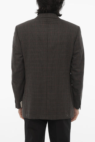 CC COLLECTION Virgin Wool Blazer with District Check Motif