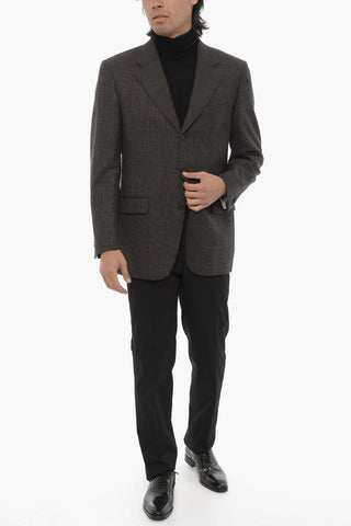 CC COLLECTION Virgin Wool Blazer with District Check Motif