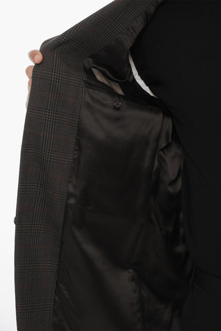 CC COLLECTION Virgin Wool Blazer with District Check Motif