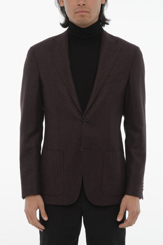 CC COLLECTION Virgin Wool Blazer with Diamond Check Motif