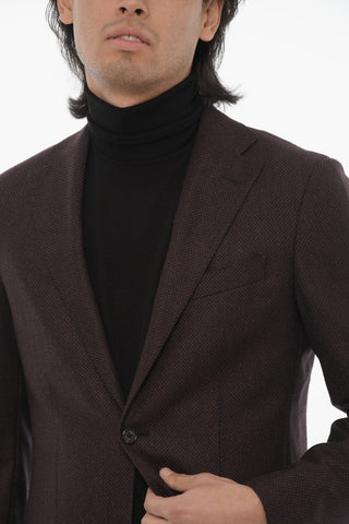 CC COLLECTION Virgin Wool Blazer with Diamond Check Motif