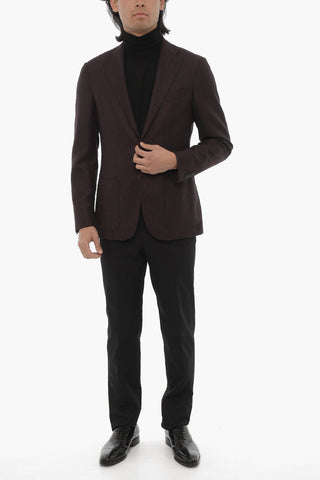 CC COLLECTION Virgin Wool Blazer with Diamond Check Motif