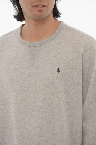 Fleeced-Cotton Blend Crew-neck Sweatshirt with Embroidery