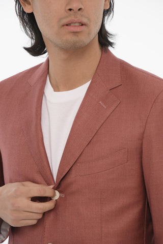 Cashmere and Silk Side Vents Notch Lapel SARTORIA 3-Button Blazer