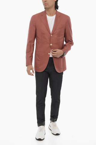 Cashmere and Silk Side Vents Notch Lapel SARTORIA 3-Button Blazer