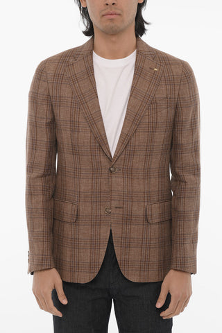 CC COLLECTION Plaid Motif 2-Button Blazer with Flap Pockets