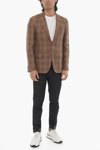 CC COLLECTION Plaid Motif 2-Button Blazer with Flap Pockets