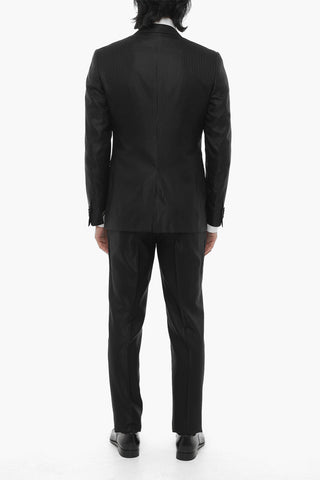 Bengal Striped Lurex Center Vent Notch Lapel CERIM.LEADER 3 Piece Waistcoat Suit