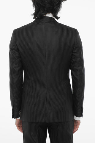 Bengal Striped Lurex Center Vent Notch Lapel CERIM.LEADER 3 Piece Waistcoat Suit