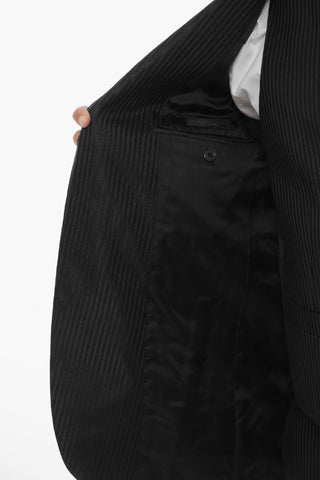 Bengal Striped Lurex Center Vent Notch Lapel CERIM.LEADER 3 Piece Waistcoat Suit