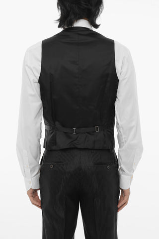 Bengal Striped Lurex Center Vent Notch Lapel CERIM.LEADER 3 Piece Waistcoat Suit