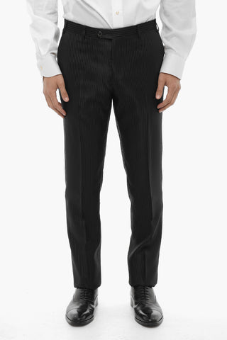 Bengal Striped Lurex Center Vent Notch Lapel CERIM.LEADER 3 Piece Waistcoat Suit