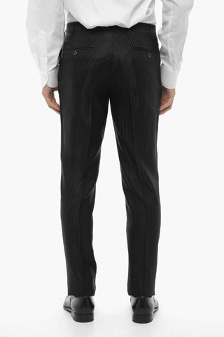 Bengal Striped Lurex Center Vent Notch Lapel CERIM.LEADER 3 Piece Waistcoat Suit