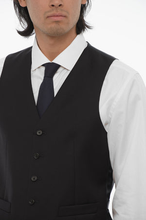 TREND Gilet in Lana Vergine a Tinta Unita con Tasche a Filo