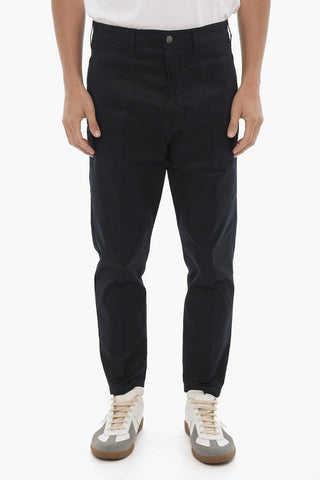 Dropped Crotch Chino Pants with Logoed Button