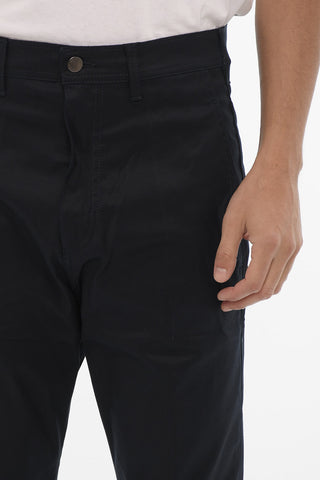 Dropped Crotch Chino Pants with Logoed Button