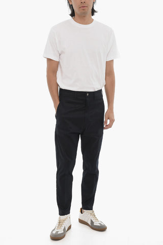Dropped Crotch Chino Pants with Logoed Button