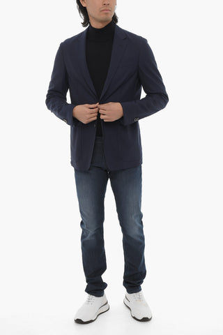 ID Virgin Wool 2-Button Blazer with Patch Pockets