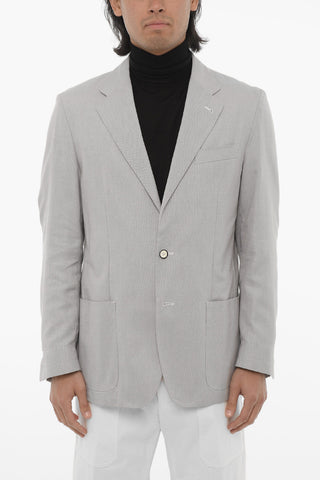 ID Blazer Sfoderato in Misto Lana con Tasche a Toppa