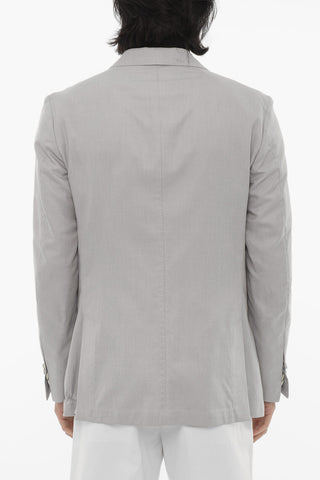 ID Blazer Sfoderato in Misto Lana con Tasche a Toppa