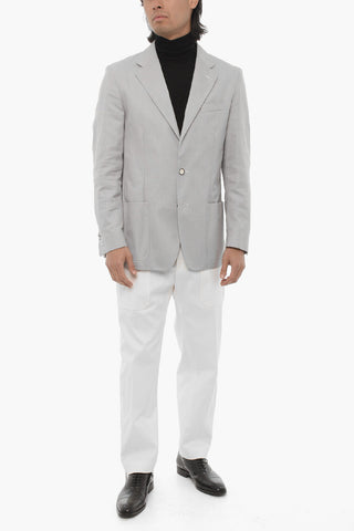 ID Blazer Sfoderato in Misto Lana con Tasche a Toppa