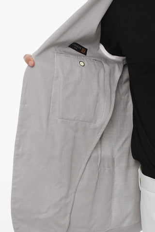 ID Blazer Sfoderato in Misto Lana con Tasche a Toppa