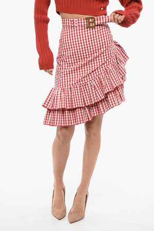 러플 체크 스커트